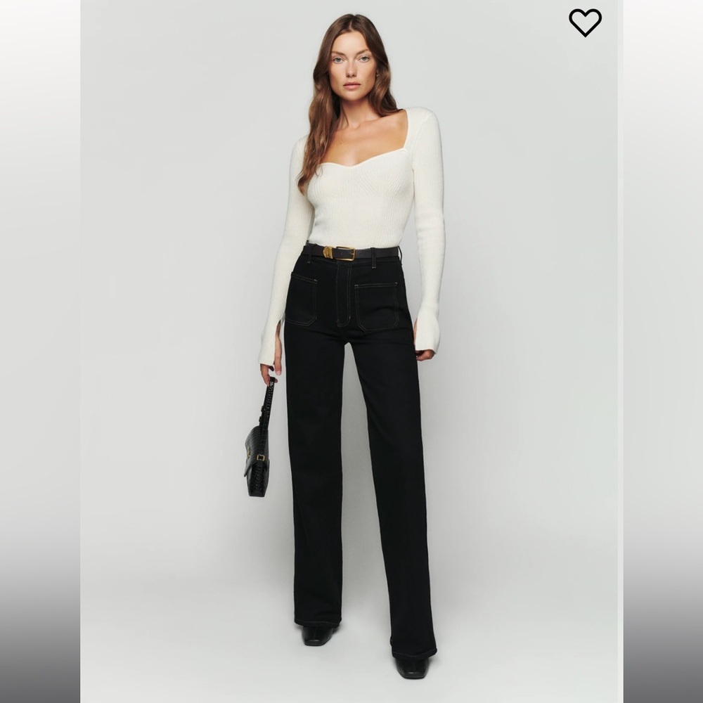 Reformation Alyssa High Rise Wide Leg Black Jeans